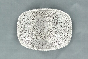 M & F Western Men's Nocona Floral Scroll Engraved Belt Buckle in Silver