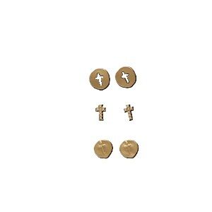 M & F Western Blazin Roxx Gold Tone Cross Earrings, 3-Pk