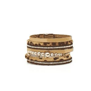 M & F Western Blazin Roxx Multi Layered Brown & Grey Bracelet