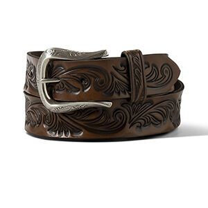 M & F Western Women's Ariat Floral Embossed Leather Belt in Brown