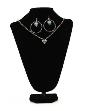 M & F Western Silver Strike Turquoise Heart Jewelry Set