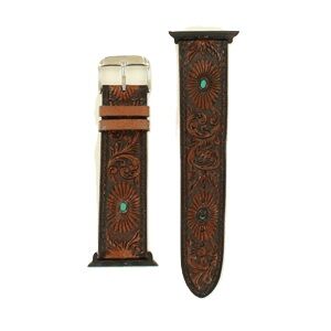 M & F Western Nocona Leather Floral iWatch Band Medium Brown