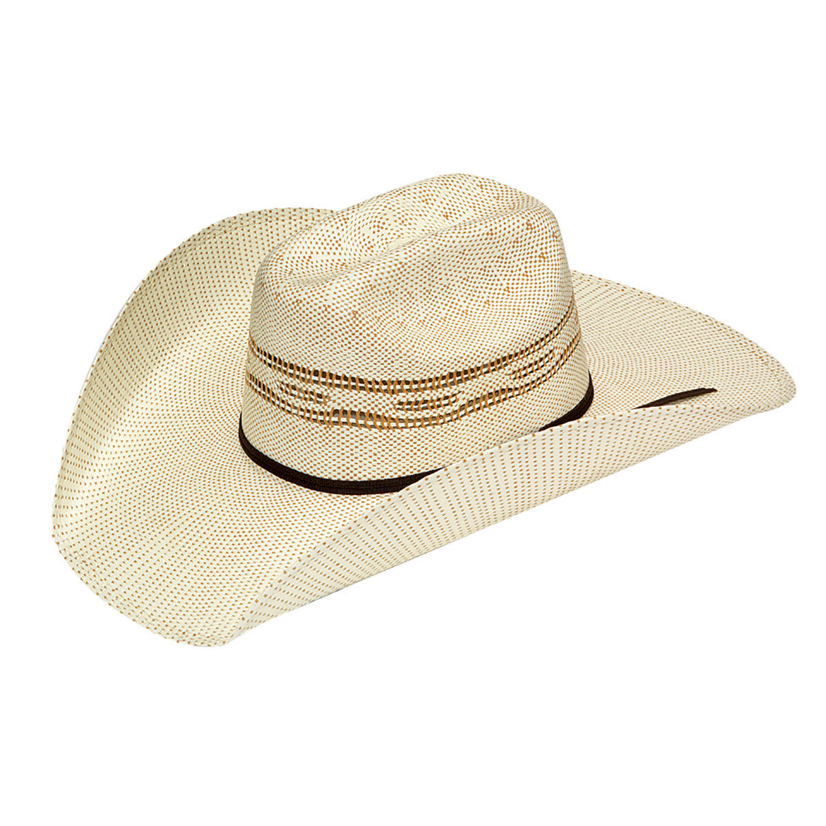 Men's Bangora Straw Cowboy Hat with Light Weave in Ivory/Chocolate