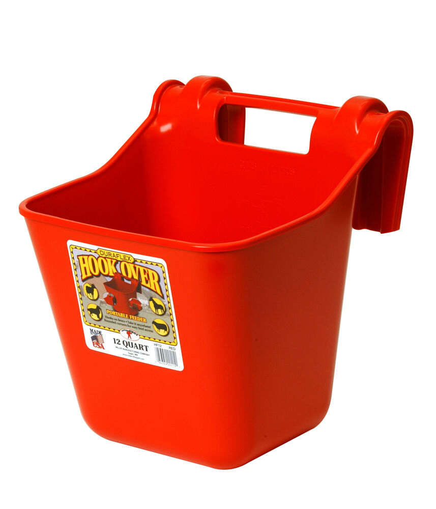 Little Giant Plastic Hook Over Feeder - Red, 12 qt