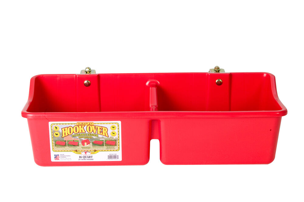 Little Giant Hook Over Portable Feeder With Divider - Red, 16 qt