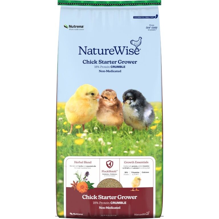 Nutrena NatureWise Chick Starter Grower 18% Crumble Non-Medicated, 40-Lb