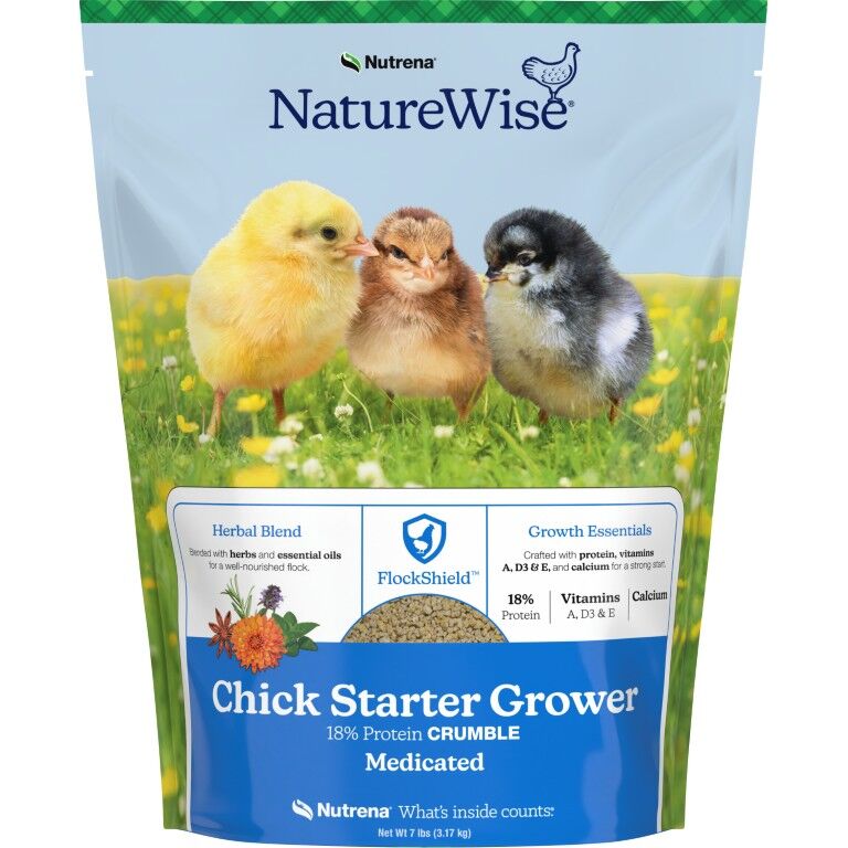 Nutrena NatureWise Chick Starter Grower 18% Protein Crumble Medicated, 7-Lb