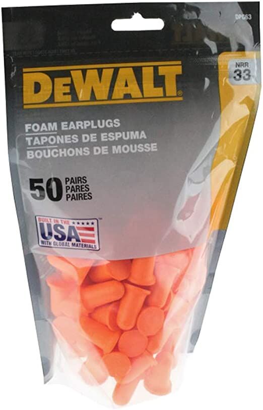 DeWALT Orange Foam Earplugs, 50 Pair