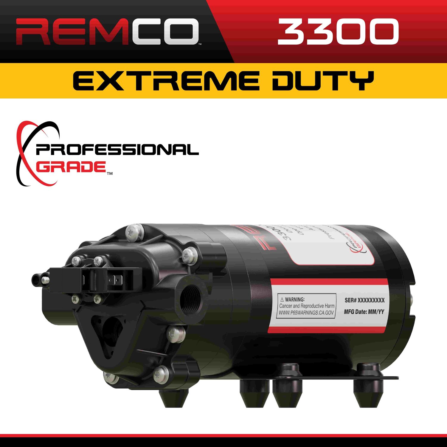 Remco Professional Grade 3300 Extreme Duty Sprayer Pump, 12-V, 2.2-GPM, 60-PSI, 3/8-In FNPT