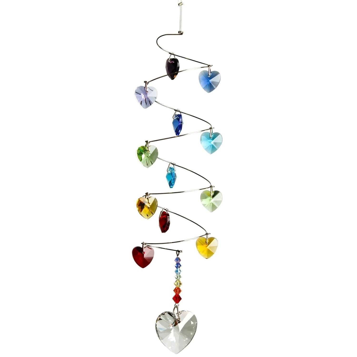 Woodstock Chimes Crystal Spiral Suncatcher Rainbow Hearts