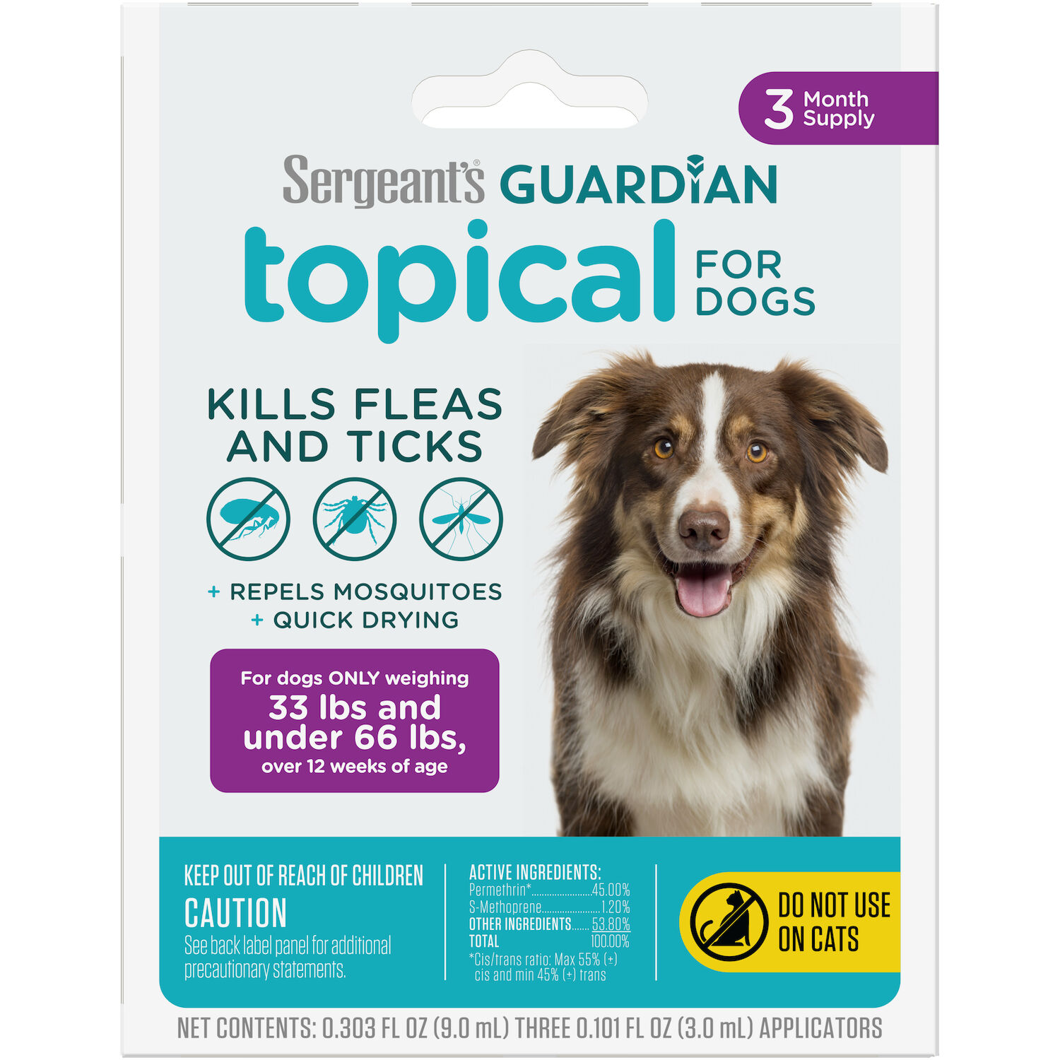 Guardian Flea & Tick Topical Treatment for Dogs 33 to 66-Lbs, 3-Ct