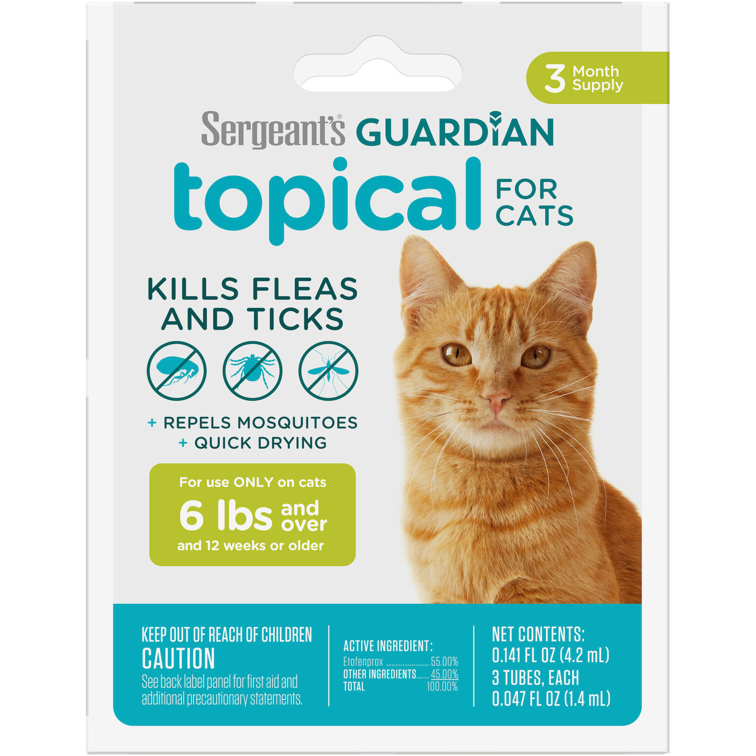 Guardian Flea & Tick Topical Treatment for Cats 6-Lbs & Up, 3-Ct