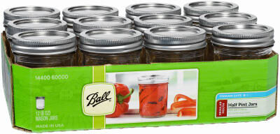 Regular Mouth 8-Oz Glass Mason Jar, 12 Pack