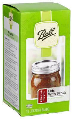 Regular Mouth Lids With Bands, 12 Pack