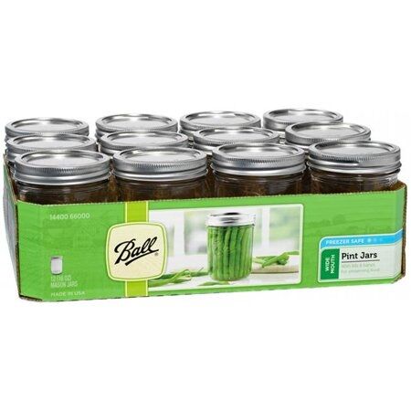 Wide Mouth 16-Oz Glass Mason Jar, 12 Pack