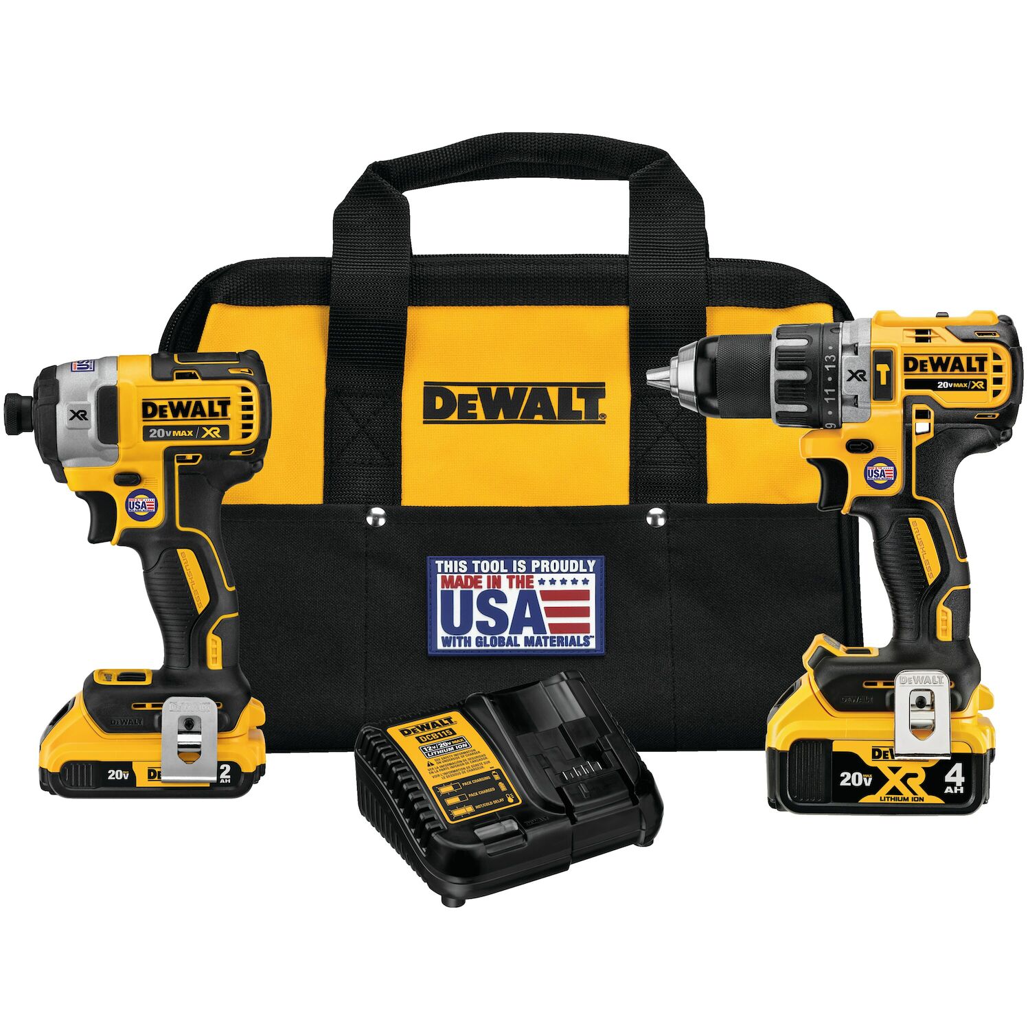 DEWALT 20-V Max XR Hammer Drill Driver & Impact Driver Combo Kit, 1/4-In & 1/2-In