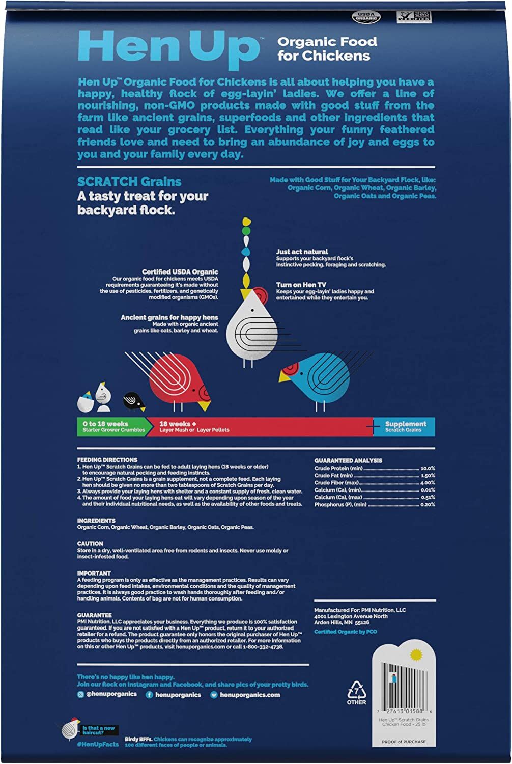 Hen Up Organic Scratch Grains, 25-Lb