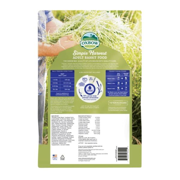 Oxbow Simple Harvest Adult Rabbit Food, 8-Lb