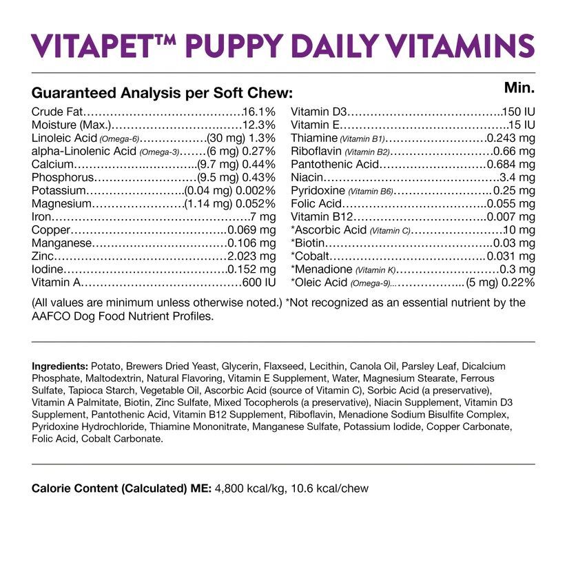 NaturVet VitaPet Puppy Daily Vitamins Soft Chews, 70-Ct