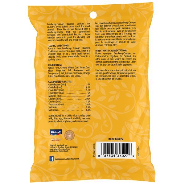 Sunseed AnimaLovens Cookies Cranberry-Orange Treat For Small Animals, 4-Oz