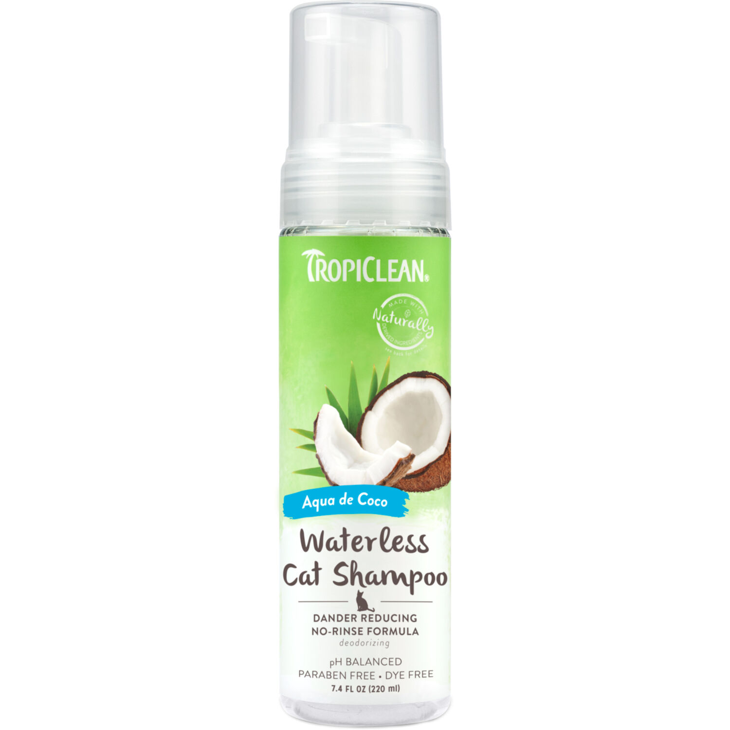 TropiClean Dander Reducing Waterless Cat Shampoo, 7.4-Oz