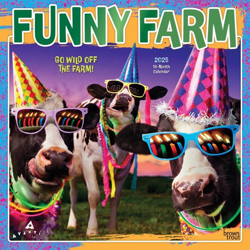 Brown Trout Publisher 2025 Avanti Funny Farm Official Monthly Square Wall Calendar, 12-In x 24-In