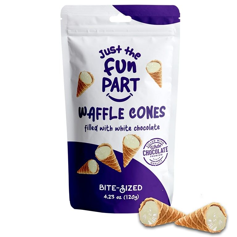 Just The Fun Part Waffle Cones With White Chocolate, 4.23-Oz