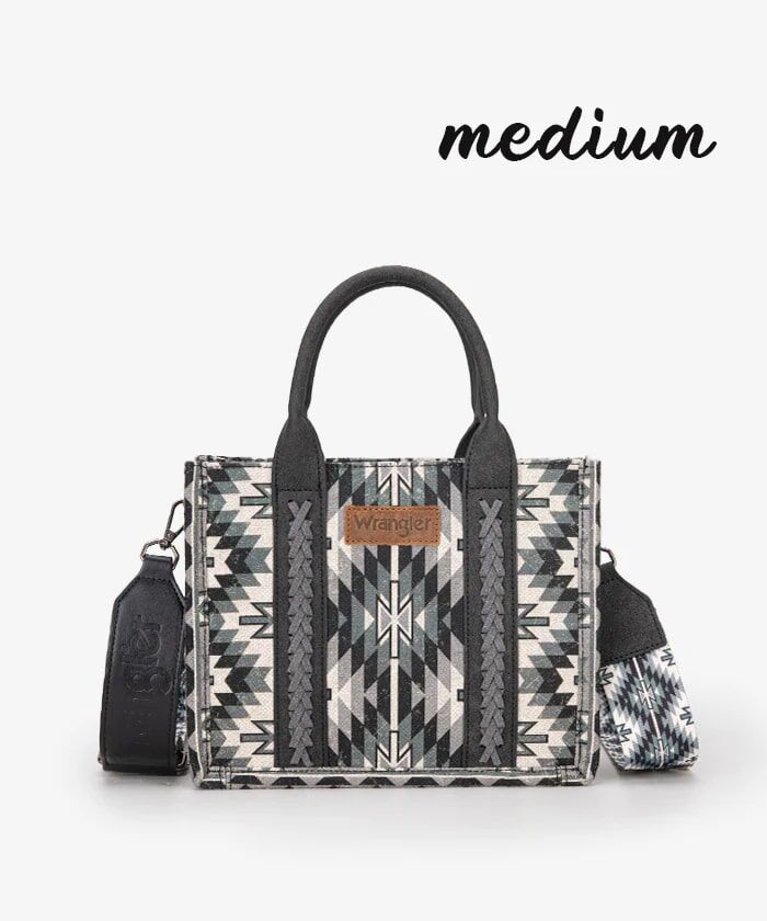 Montana West Wrangler Aztec Print Whipstitch Canvas Tote