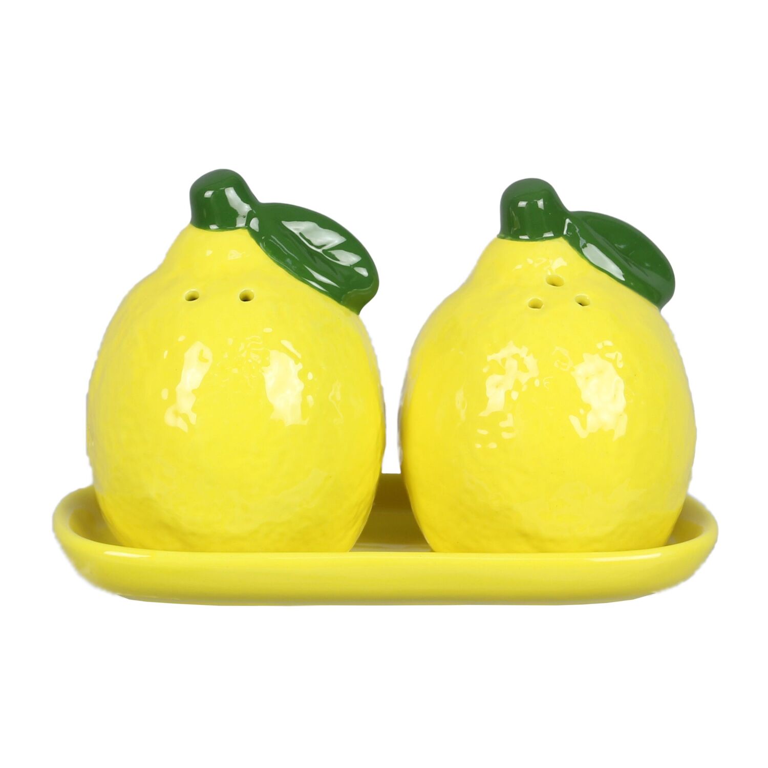 Young's Ceramic Lemon Salt and Pepper on Tray Set