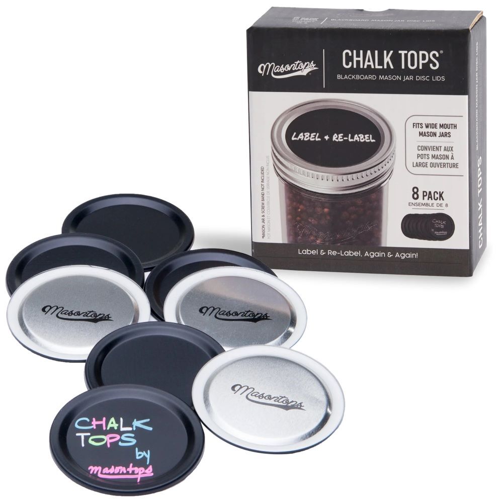 Masontops Chalk Top Blackboard Disc Lids, Regular Mouth, 8-Pk