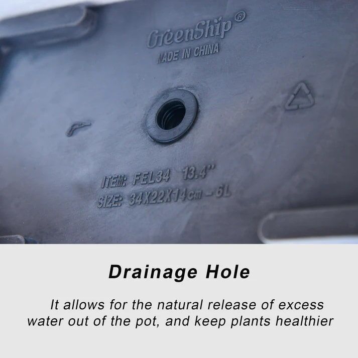 GreenShip Classic Long Large Rectangular Pebble Charcoal Planter, 13.4 x 8.66 x 5.52-In