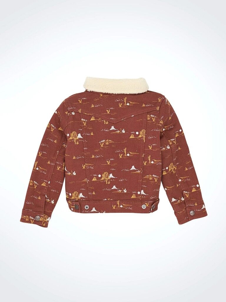 Wrangler Gril's Southwestern Print Sherpa Denim Jacket