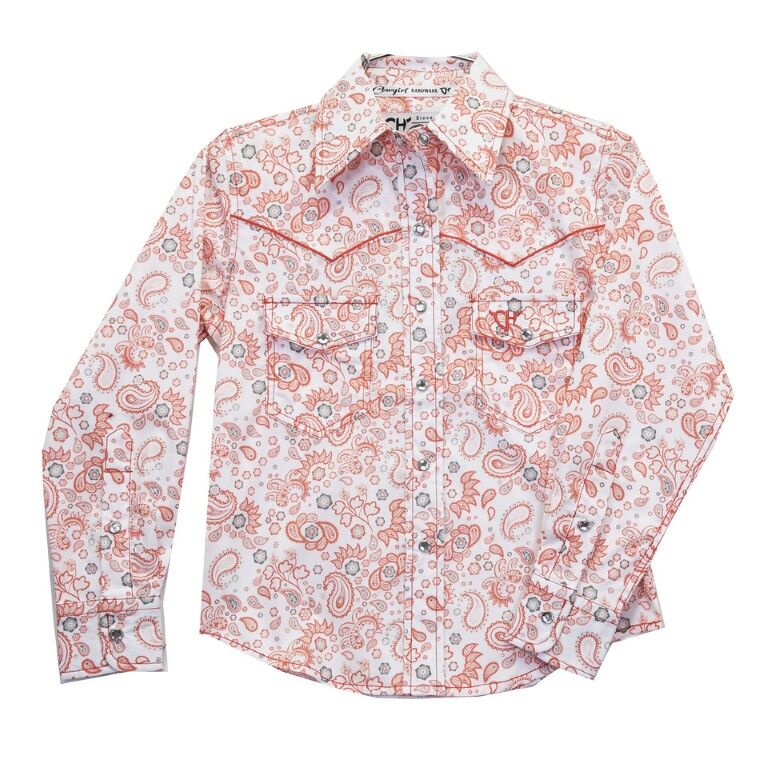Cowboy Hardware Toddler Girl's Paisley Print Long Sleeve Shirt