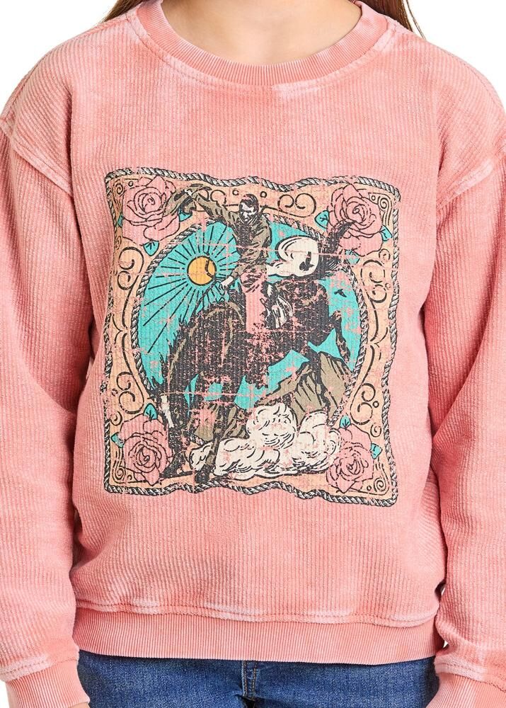 Rock & Roll Denim Girl's Saddle Bronc Graphic Pullover