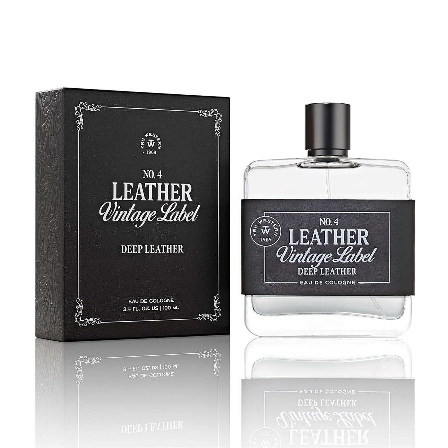 Tru Western No. 4 Leather Vintage Label Deep Leather Cologne, 3.4-Oz