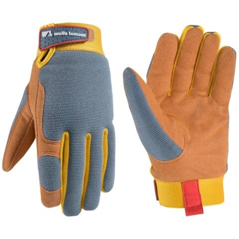Wells Lamont Kids' Synthetic Leather Spandex Hybrid Gloves in Brown