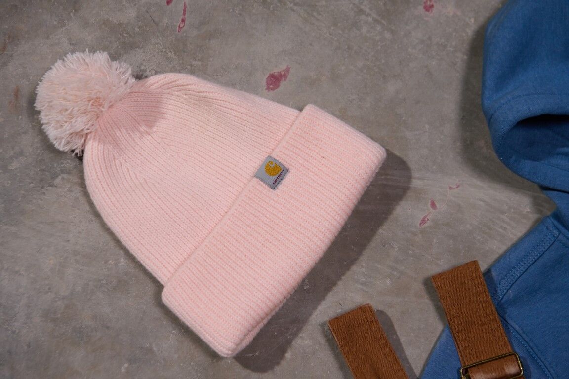 Carhartt Women's Knit Pom-Pom Cuffed Beanie in Georgia Peach