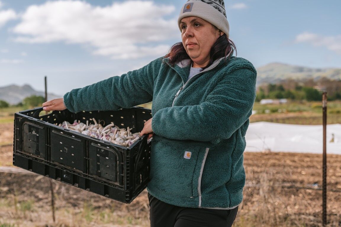 Carhartt Women's Knit Pom Jacquard Beanie in Oat Milk