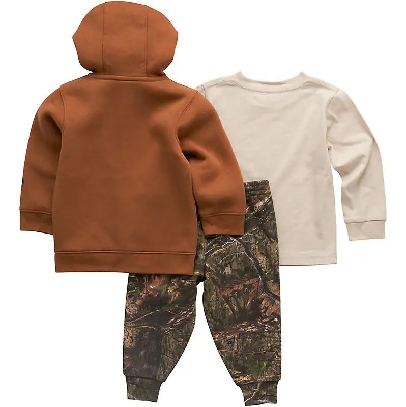 Carhartt Boy's 3-Piece Long Sleeve T-Shirt, Fleece Jacket & Fleece Camo Pant Set