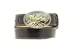 M & F Western Boy's Bullrider Leather Belt in Black