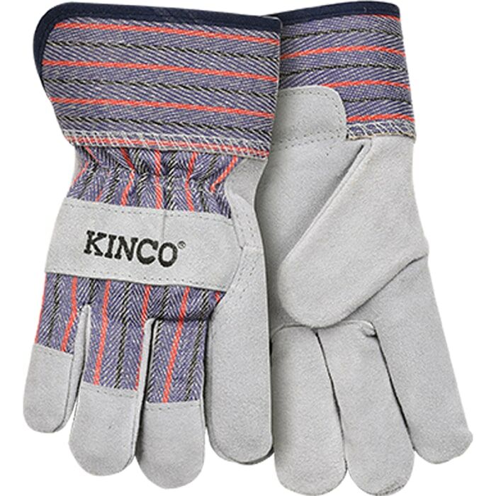 Kinco Kids' Suede Leather Palm With Safety Cuff Glove in Striped