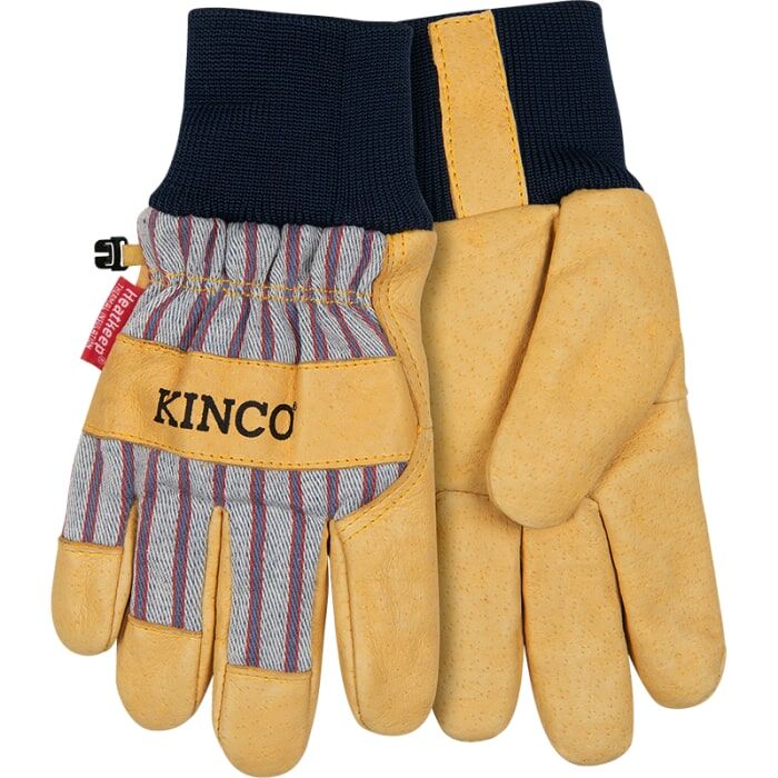Kinco Kids' Lined Grain Leather Palm With Knit Wrist in Otto Striped