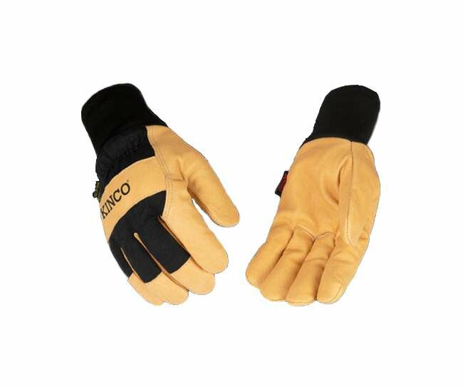 Kinco Men's Lined Grain Pigskin Palm Knit Wrist Glove in Tan