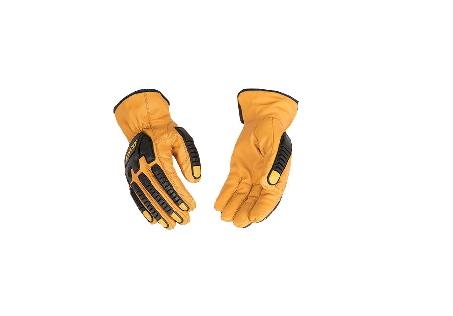 Kinco Men's Lined Grain Buffalo Leather Driver Gloves in Orange