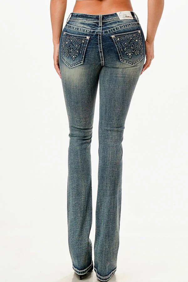 Grace In LA Girl's Paisley Embellished Rhinestone Jean