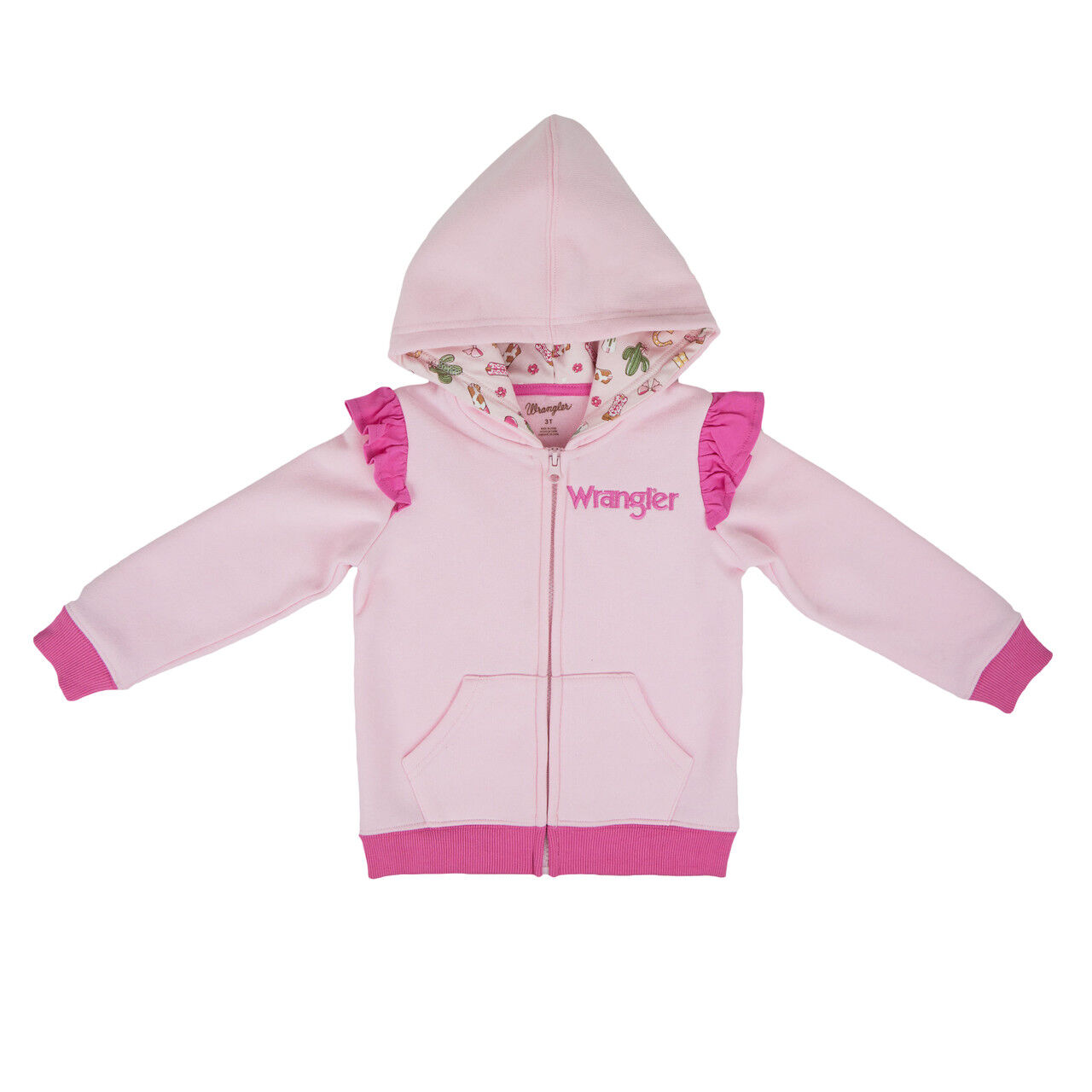 Wrangler Girl's Ruffle Sleeve Horseshoe Hoodie