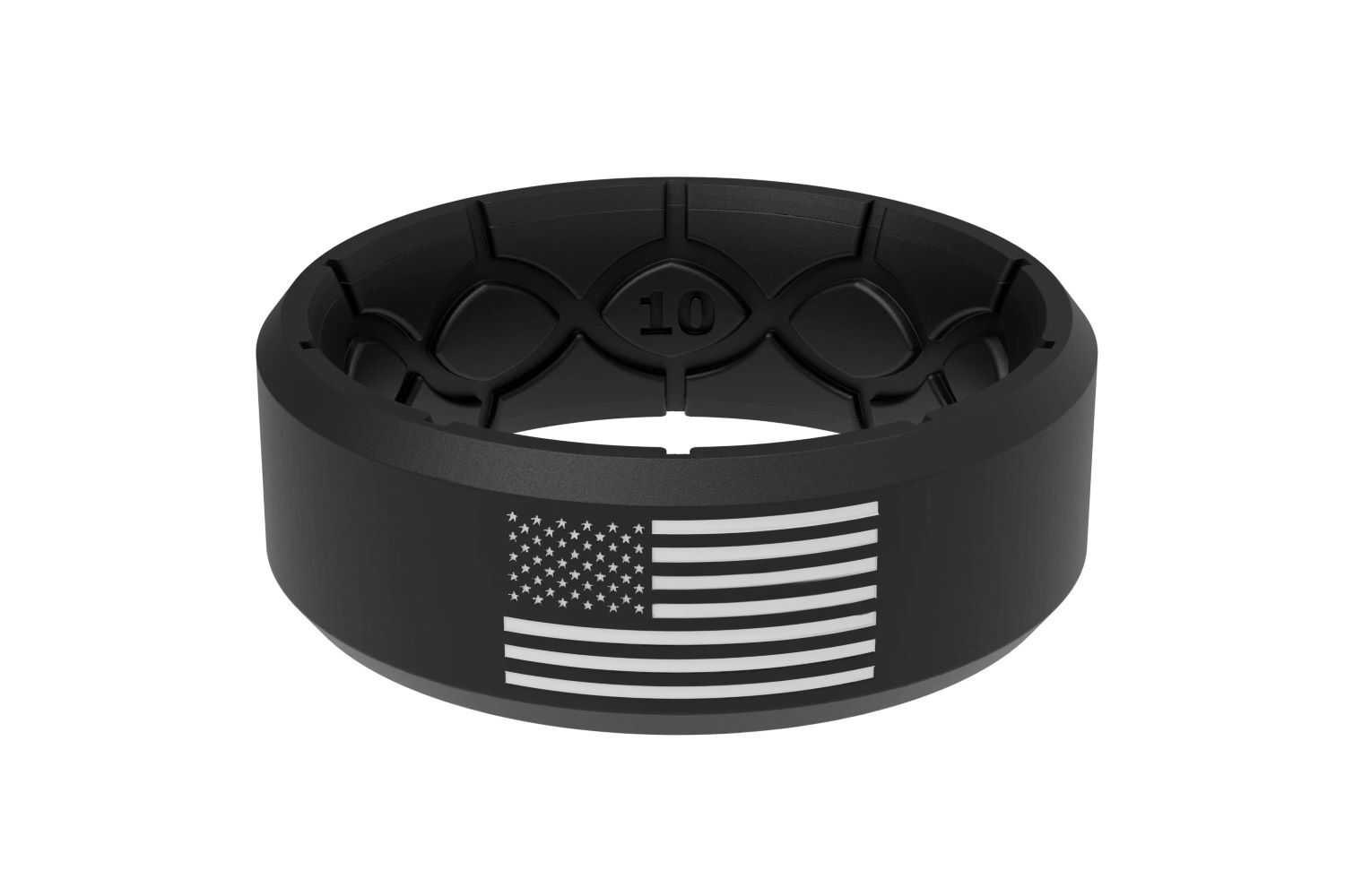 Groove Life Edge Hero America Black & White Flag Ring, Size 9