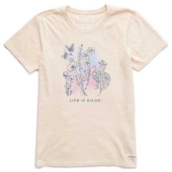 Life Is Good Women's Pen And Ink Flowers Crusher T-Shirt