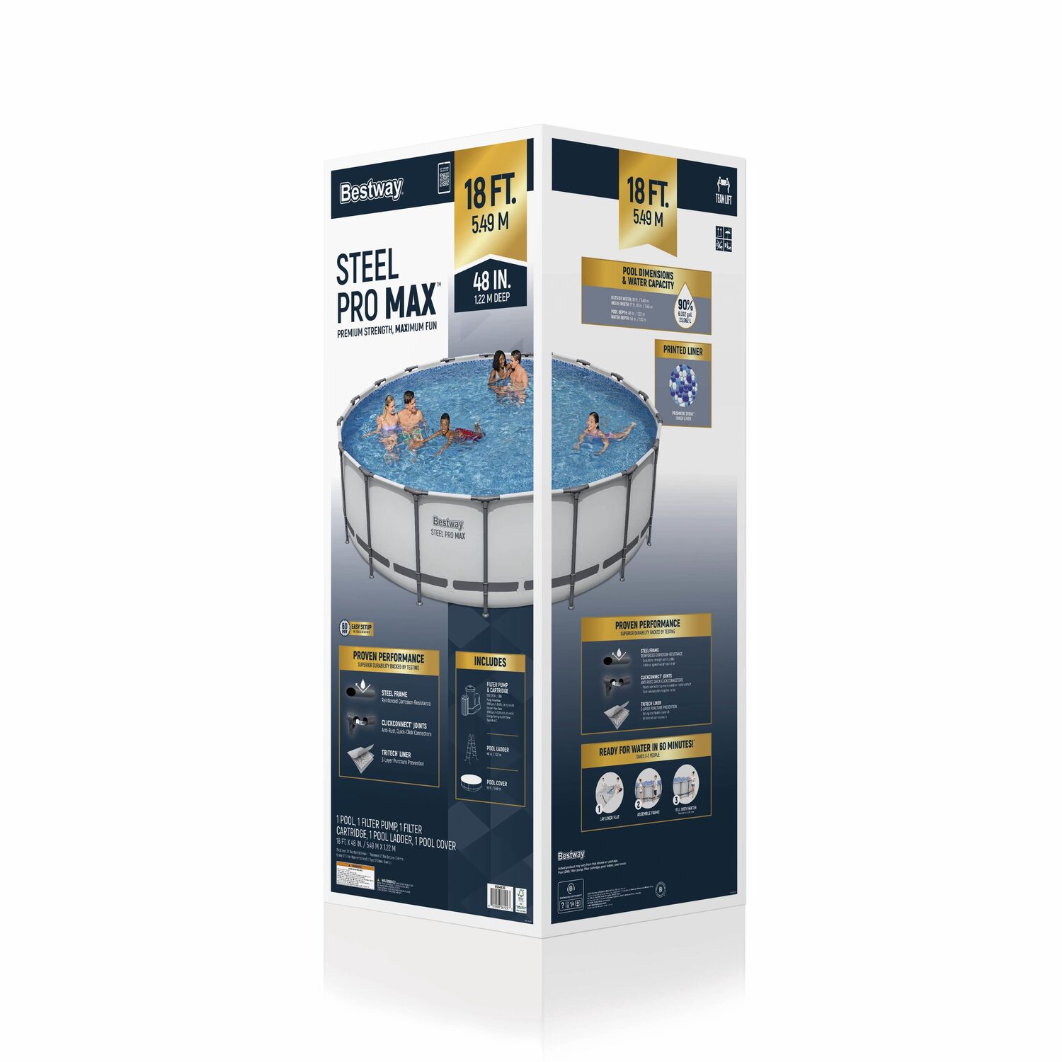 Bestway Steel Pro MAX Above Ground Pool Set, 18-Ft x 48-In 