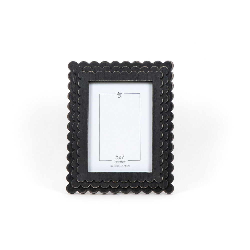 Adams & Co. Black  Scalloped Wood Photo Frame, 8-In x 10-In x 1-In